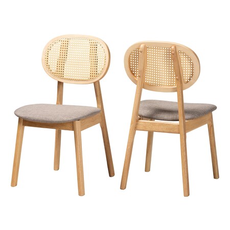 Baxton Studio Darrion Mid-Century Modern Grey Fabric and Natural Oak Finished Wood 2-Piece Dining Chair Set, PR 234-2PC-13295-ZORO